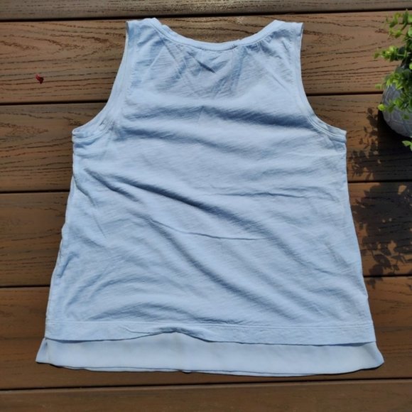 Loft White Tank Top Mesh Cut Out Cotton Shirt Tribal Preppy Boho Bride Casual XS - Picture 6 of 7